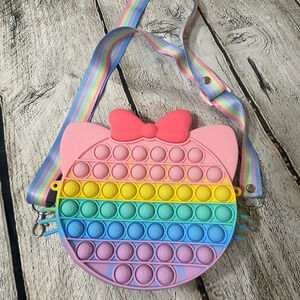 New! Multi-colored rainbow cat purse sensory toy bag